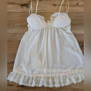 In Bloom Cream Baby Doll Lingerie, Chemise Nightgown Teddy, L
